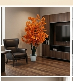 Artificial Autumn Leaf Tree with Pot – Tall Orange Foliage for Home & Office Décor