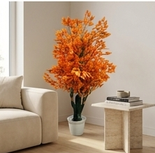 Artificial Autumn Leaf Tree with Pot – Tall Orange Foliage for Home & Office Décor